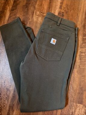 Carhartt Dark Olive Straight-Leg Work Pants